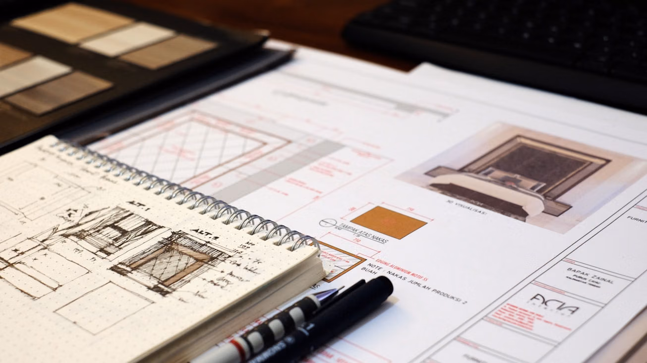 Design drawings and material samples